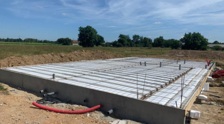 Photo d'un chantier : Réalisation d'une isolation par le sol